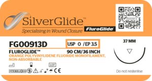 FluroGlide FG00913D Vivid orange, hi-vis, non-absorbable PVDF suture