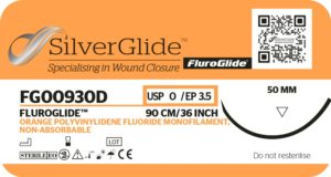 FluroGlide FG00930D Vivid orange, hi-vis, non-absorbable PVDF suture