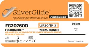 FluroGlide FG20760D Vivid orange, hi-vis, non-absorbable PVDF suture